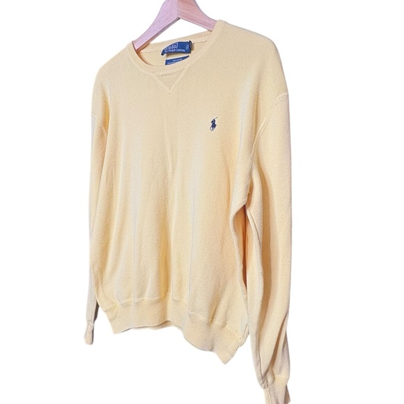 Polo by Ralph Lauren 100% Yellow Cotton Long Sleeve Crew Neck Sweater L - Picture 10 of 10